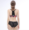 T Racerback Flower Print Front Buckle Push-up Bra Panty Sets