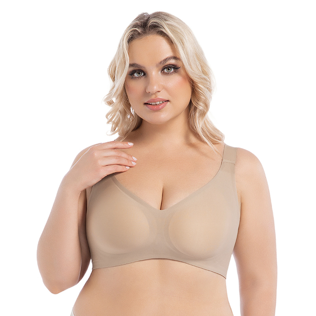 Womens Seamless Wireless Supportive Bra Push Up Comfort Soft No Underwire Full Coverage Plus Size Jelly T-Shirt Sleep Bra