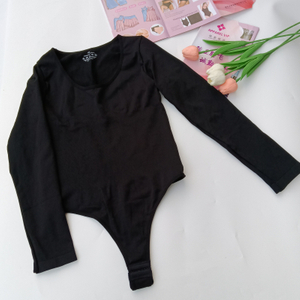 Women Crew Neck Body suit Women's Slimming Basic Tummy Control Bodysuit Tops Long Sleeve Bodysuits