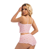 Women's Sexy Lingerie Set Two Piece Floral Lace Bra And Panty Babydoll Outfits Low Waist Sleepwear
