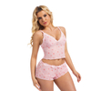 Women's Sexy Lingerie Set Two Piece Floral Lace Bra And Panty Babydoll Outfits Low Waist Sleepwear