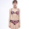 T Racerback Flower Print Front Buckle Push-up Bra Panty Sets