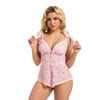 Women's Sexy Lingerie Set Lace Flower Mesh Bodysuit Teddy Baby Dolls Panty Teddy Lingerie With Button