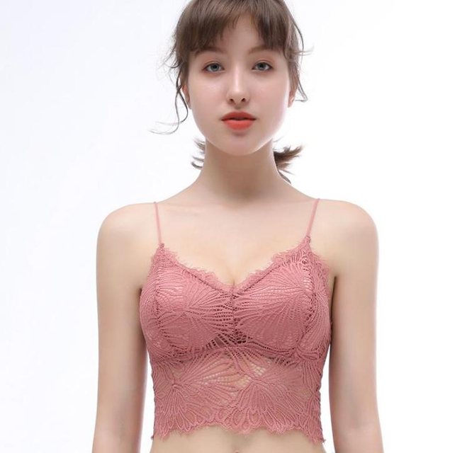 Sexy Lingerie Lace Bralette for Women V Neck Camisoles Racerback Double-Layered Crop Top