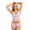 Women's Sexy Lingerie Set Two Piece Floral Lace Bra And Panty Babydoll Outfits Low Waist Sleepwear