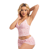 Women's Sexy Lingerie Set Two Piece Floral Lace Bra And Panty Babydoll Outfits Low Waist Sleepwear