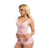 Women's Sexy Lingerie Set Two Piece Floral Lace Bra And Panty Babydoll Outfits Low Waist Sleepwear